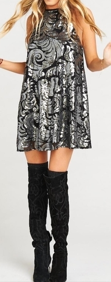 NWT Show Me Your Mumu Gomez Sparkle Dress Halter Sequin Mini Small Era Tour - Picture 2 of 12